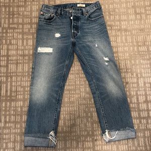 Levi 501 Distressed High Waisted Crop Jean